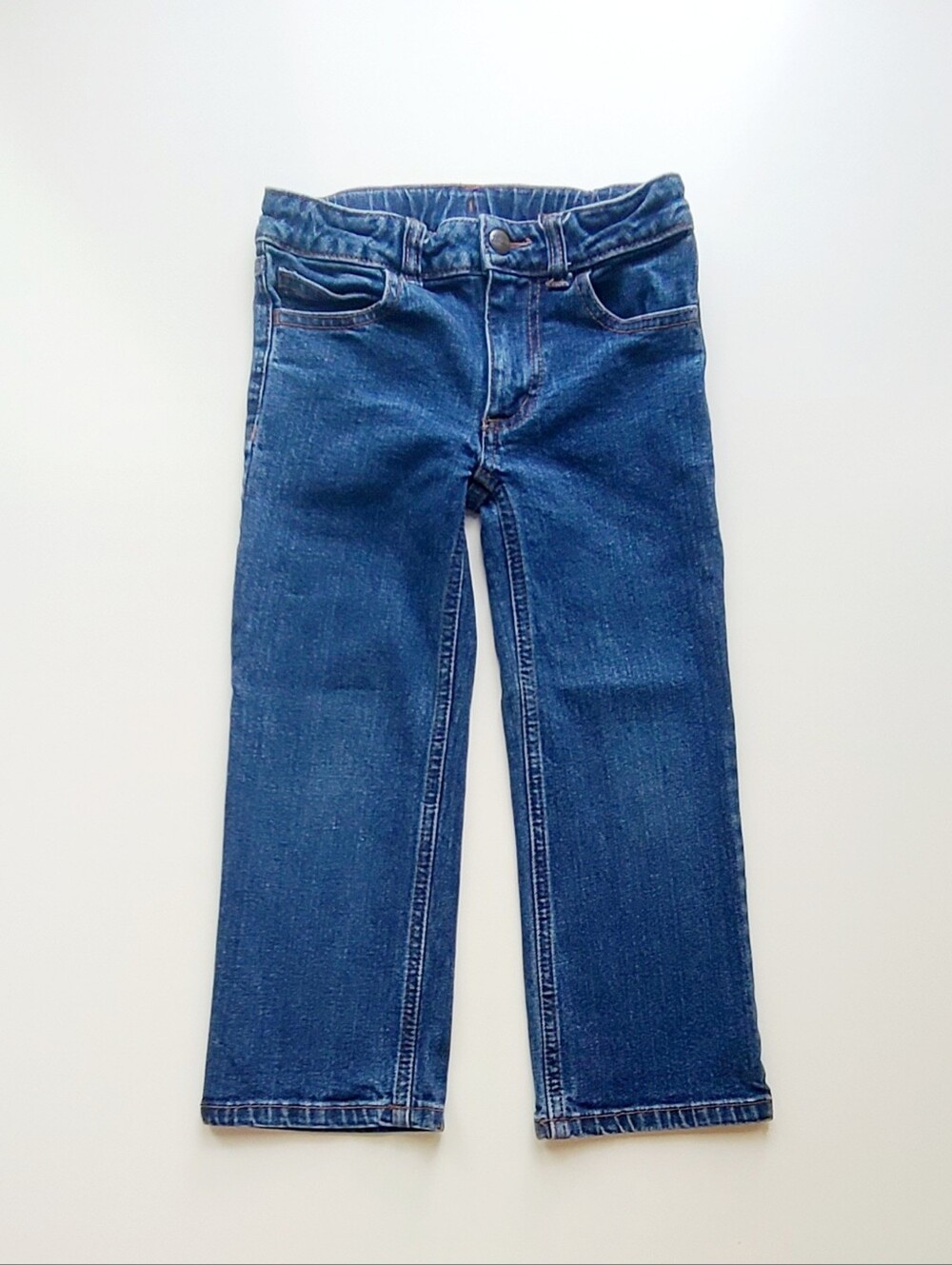 Carhartt Boys Straight Fit Blue Denim Jeans Size 4 Adjustable Waist Stretch